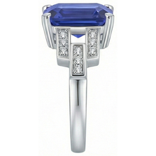 Afbeelding in Gallery-weergave laden, Diamanten verlovingsring Smaragd Sri Lankaanse saffier 4 karaat