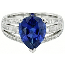 Afbeelding in Gallery-weergave laden, Diamanten verlovingsring blauwe saffier 3,50 karaat antieke stijl