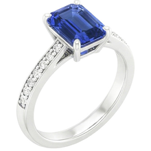 Afbeelding in Gallery-weergave laden, Diamanten verlovingsring blauwe saffier & pave set Natuurlijke echte diamanten ( niet in een laboratorium gekweekt ) 3,50 karaat