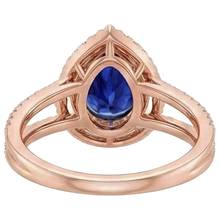 Afbeelding in Gallery-weergave laden, Natuurlijke uit de aarde gewonnen Diamanten Verlovingsring Dubbele Halo Peer Blauwe Saffier 5.75 Karaat