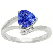 Afbeelding in Gallery-weergave laden, Diamanten verlovingsring hart lichtblauw saffier 2,25 karaat