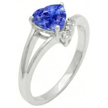 Afbeelding in Gallery-weergave laden, Diamanten verlovingsring hart lichtblauw saffier 2,25 karaat