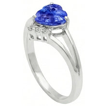 Afbeelding in Gallery-weergave laden, Diamanten verlovingsring hart lichtblauw saffier 2,25 karaat