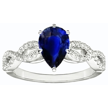 Afbeelding in Gallery-weergave laden, Diamanten verlovingsring peer blauwe saffier 3 karaat damessieraden