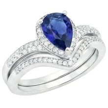 Afbeelding in Gallery-weergave laden, Diamanten verlovingsring set Peer Ceylon Sapphire 2,75 karaat