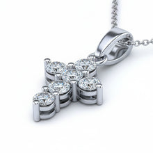 Afbeelding in Gallery-weergave laden, Diamanten Kruisketting, 2,00 Karaat Ronde Briljant Geslepen, 14 Karaat Witgoud