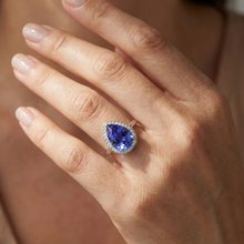 Afbeelding in Gallery-weergave laden, Diamanten Sieraden Halo Ceylon Saffier Ring 4 Karaat
