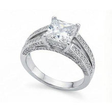 Afbeelding in Gallery-weergave laden, Echte Natuurlijke uit de aarde gewonnen Diamanten Jubileum Fantasie Ring 3.51 Karaat Princess Goud Wit