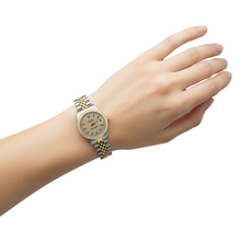 Afbeelding in Gallery-weergave laden, Diamanten lunette Datejust Rolex Lady horloge Tapestry roestvrij staal en goud Jubilee P2