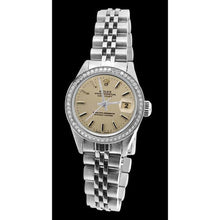 Afbeelding in Gallery-weergave laden, Diamanten lunette Ss Tapestry Stick Dial Rolex Dames Datejust Horloge