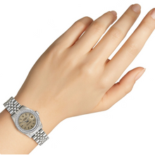 Afbeelding in Gallery-weergave laden, Diamanten lunette Ss Tapestry Stick Dial Rolex Dames Datejust Horloge P2