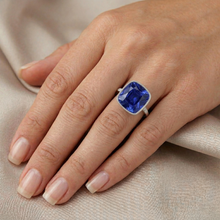 Afbeelding in Gallery-weergave laden, Natuurlijke Saffier Ring 6ct - Witgoud 14K
