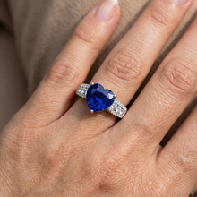 Afbeelding in Gallery-weergave laden, Diamanten ring hartvormige lichtblauwe saffier sieraden 5,50 karaat