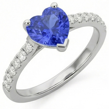 Afbeelding in Gallery-weergave laden, Diamond Engagement Srilanka Sapphire Ring Jacobsschelp Set Accenten 3 karaat