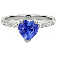 Afbeelding in Gallery-weergave laden, Diamond Engagement Srilanka Sapphire Ring Jacobsschelp Set Accenten 3 karaat