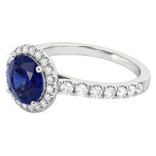 Afbeelding in Gallery-weergave laden, Diamond Halo Blue Sapphire Gemstone Ring 3.50 karaat huwelijksjuwelen
