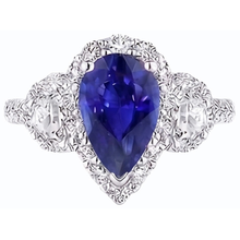 Afbeelding in Gallery-weergave laden, echte pear saffier 4.50karaat ring close-up detail