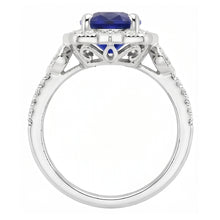 Afbeelding in Gallery-weergave laden, Diamond Halo ovale Ceylon saffier ring 4 karaat sieraden goud