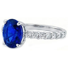 Afbeelding in Gallery-weergave laden, echte round saffier 4.50karaat ring profielweergave