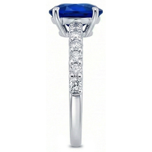 Afbeelding in Gallery-weergave laden, echte round saffier 4.50karaat ring op wit