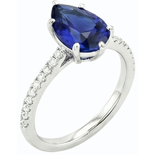 Afbeelding in Gallery-weergave laden, Diamond Solitaire trouwring blauwe saffier met accenten 3,50 karaat