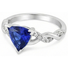 Afbeelding in Gallery-weergave laden, echte trillion saffier 1.50karaat ring profielweergave