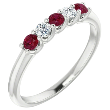 Afbeelding in Gallery-weergave laden, echte round robijn 1karaat eternity ring vooraanzicht