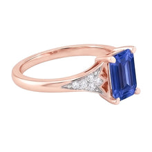 Afbeelding in Gallery-weergave laden, Diamond Wedding Blue Sapphire Ring Rose Gold 2 karaats dames sieraden