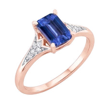 Afbeelding in Gallery-weergave laden, Diamond Wedding Blue Sapphire Ring Rose Gold 2 karaats dames sieraden