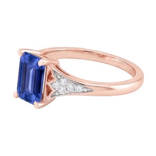 Afbeelding in Gallery-weergave laden, Diamond Wedding Blue Sapphire Ring Rose Gold 2 karaats dames sieraden