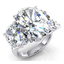 Afbeelding in Gallery-weergave laden, Drie Steen Echt Grote Ovale Diamant Ring