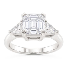Afbeelding in Gallery-weergave laden, Drie Steen Trillion & Smaragd Natuurlijke Echte Diamanten (Niet Labgekweekt) Ring Dubbel Prong Gezet 7.25 Karaat