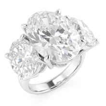 Afbeelding in Gallery-weergave laden, Drie Stenen Echte Grote Ovale Gedolven Diamanten Ring