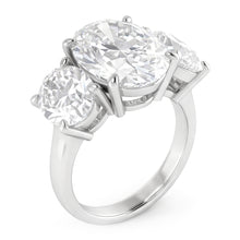 Afbeelding in Gallery-weergave laden, Drie Stenen Echte Grote Ovale Gedolven Diamanten Ring
