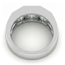 Afbeelding in Gallery-weergave laden, Drie Stenen Heren Ring Laboratorium Gekweekt Ronde Diamanten 14K Goud