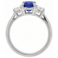 Afbeelding in Gallery-weergave laden, Drie Stenen Smaragd Blauwe Saffier En Diamant Ring