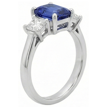 Afbeelding in Gallery-weergave laden, Drie Stenen Smaragd Blauwe Saffier En Diamant Ring