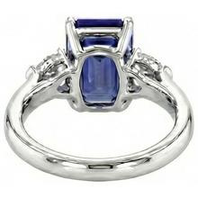 Afbeelding in Gallery-weergave laden, Drie steen blauwe saffier sieraden ring peer Natuurlijke echte diamant ( niet in het laboratorium gekweekt )en 3,50 karaat