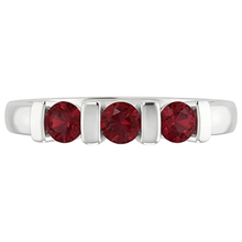 Afbeelding in Gallery-weergave laden, Drie stenen Birma Ruby Ring 0,90 karaat Bar instelling sieraden Nieuw