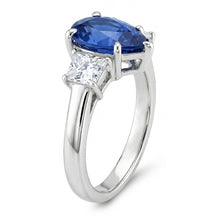 Afbeelding in Gallery-weergave laden, echte pear saffier 3.50karaat ring bovenaanzicht