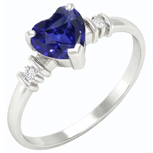 Afbeelding in Gallery-weergave laden, Drie stenen Ceylon saffier ring & kleine ronde Natuurlijke echte diamant ( niet in het laboratorium gekweekt )en 1,25 karaat