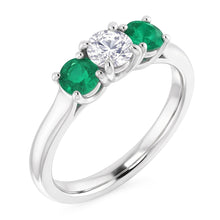 Afbeelding in Gallery-weergave laden, Drie stenen Natuurlijke echte diamanten ( niet in een laboratorium gekweekt ) smaragd ring 2,40 karaat witgoud 14K