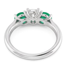 Afbeelding in Gallery-weergave laden, Drie stenen Natuurlijke echte diamanten ( niet in een laboratorium gekweekt ) smaragd ring 2,40 karaat witgoud 14K