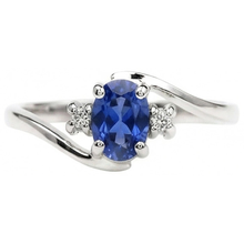 Afbeelding in Gallery-weergave laden, Drie stenen Sri Lanka saffier met Natuurlijke echte diamanten ( niet in een laboratorium gekweekt ) ring 1.70 ct goud 14k