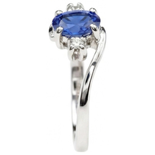 Afbeelding in Gallery-weergave laden, Drie stenen Sri Lanka saffier met Natuurlijke echte diamanten ( niet in een laboratorium gekweekt ) ring 1.70 ct goud 14k