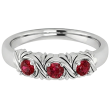 Afbeelding in Gallery-weergave laden, Drie-stenen ring 0,60 karaat antieke stijl Ruby vrouwen sieraden