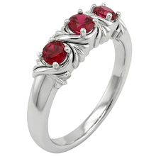 Afbeelding in Gallery-weergave laden, Drie-stenen ring 0,60 karaat antieke stijl Ruby vrouwen sieraden