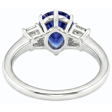 Afbeelding in Gallery-weergave laden, Drie stenen ring peer SriLanka saffier 2 karaat & smaragd Natuurlijke echte diamant ( niet in het laboratorium gekweekt )en