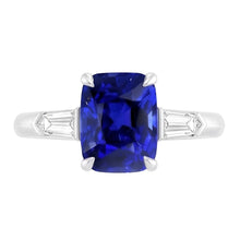 Afbeelding in Gallery-weergave laden, Drie stenen smaragd saffier ring 3,50 karaat taps toelopende baguette Natuurlijke echte diamant ( niet in het laboratorium gekweekt )
