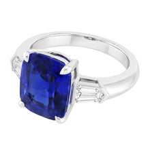 Afbeelding in Gallery-weergave laden, Drie stenen smaragd saffier ring 3,50 karaat taps toelopende baguette Natuurlijke echte diamant ( niet in het laboratorium gekweekt )